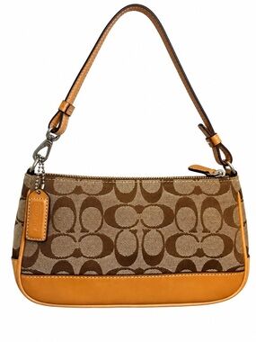 Vintage Coach 6094 Signature C Demi Shoulder Bag Brown Tan Y2K Baguette Purse